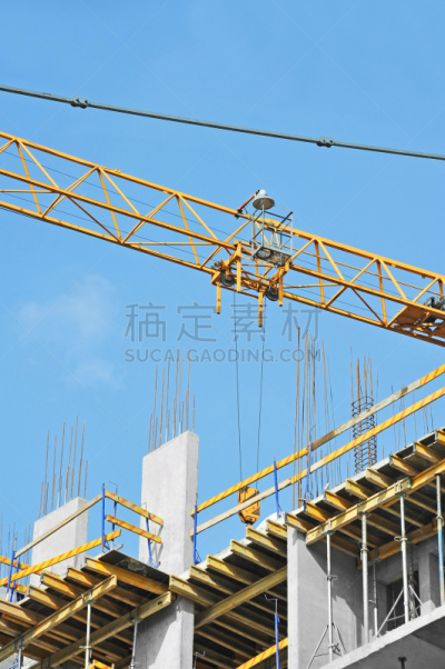 起重机,建筑工地,摩天大楼,电缆绞车,脚手架,房屋建设,垂直画幅,天空,新的,户外