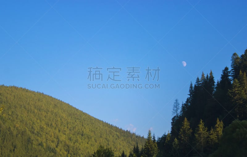 天空,蓝色,黄昏,月亮,水平画幅,坤布,无人,早晨,夏天,阴影