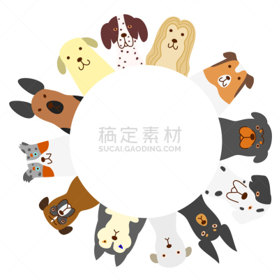狗,圆形,可爱的,动物主题,纯种犬,线条,多样,边框,简单,德国牧羊犬