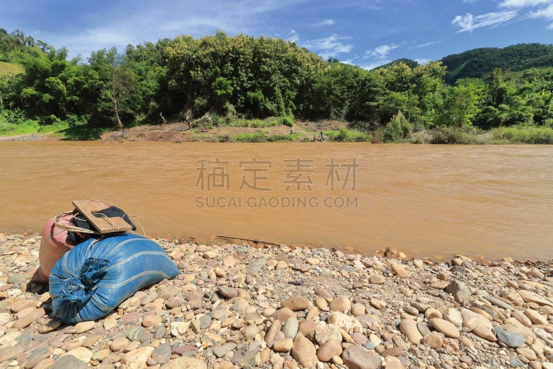 老挝,女人,阿哈族,查济,河道,拉菲草,动物冲锋,高山族,水道,自来水