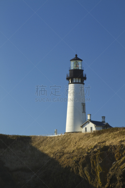 雅吉纳主灯塔,垂直画幅,俄勒冈州,俄勒冈郡,无人,户外,灯塔楼,方向,白色,海滩