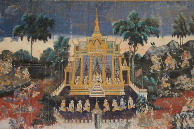 银寺,金边,绘画作品,罗摩王,远古的,人,古老的,图像,印度教,水平画幅