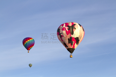 热气球,三个物体,天空,风,温度,水平画幅,半空中,轻轻浮起,夏天,篮子