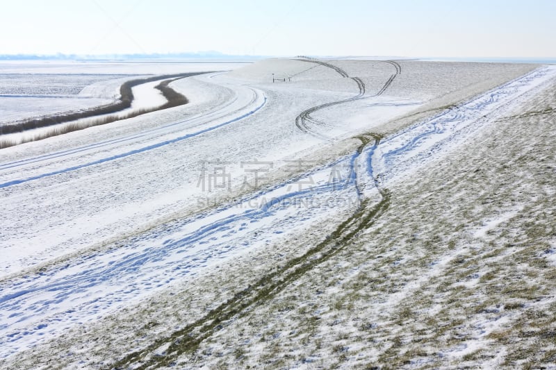 雪,海洋,堤岸,式样,运动跑道,天空,水平画幅,无人,户外,交通方式