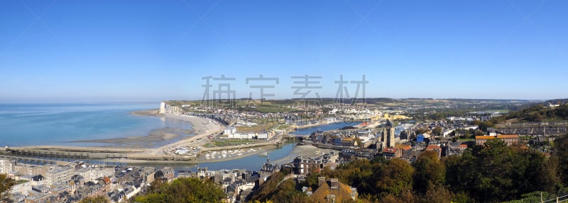 panoramic view of the town of Eu-Le Tréport in Normandy, on the Channel.