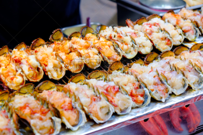 格子烤肉,奶酪,肉,韩国,龙虾,街头食品,水平画幅,夜晚,无人,膳食