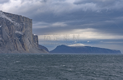悬崖,峡湾,冰河,高大的,水,水平画幅,云,山,雪,无人