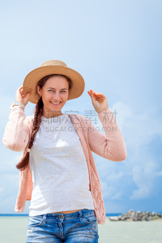 海洋,女人,垂直画幅,天空,美,灵性,彩妆,美人,夏天,女子晚礼服