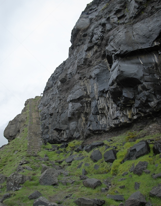 法罗群岛,黑色,岛,岩面,起源,水平画幅,湿,火山,高对比度,自然