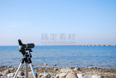 望远镜,三脚架,桥,水,天空,美,留白,oland桥,水平画幅,户外