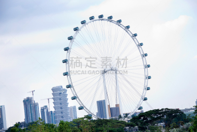 新加坡摩天观景轮,摩天轮,滨海湾 ,水平画幅,新加坡,无人,巨大的,户外,现代,建造