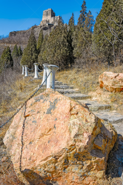 了望塔,围墙,小路,非凡的,垂直画幅,天空,古代文明,石墙,形状,山