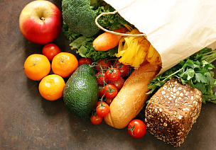 食品杂货,面包,蔬菜,食品,水果,购物袋,意大利面,法式长棍面包,褐色,胡萝卜