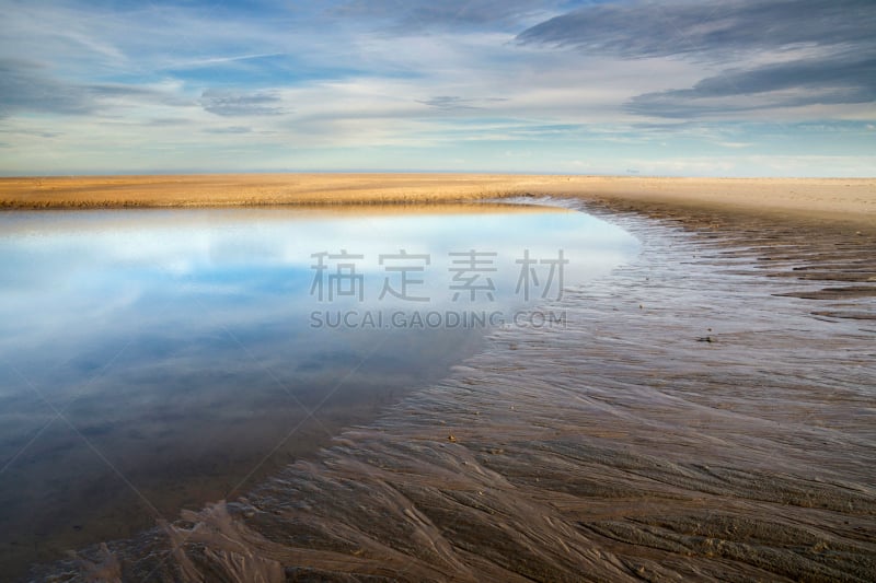 马斯弗莱克特,鹿特丹,海滩,水平画幅,沙子,无人,全景,户外,荷兰南部,海洋