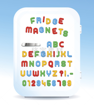 冰箱,多色的,磁性字母,磁铁数量,磁铁,大写字母,字母,数字,字体,文字
