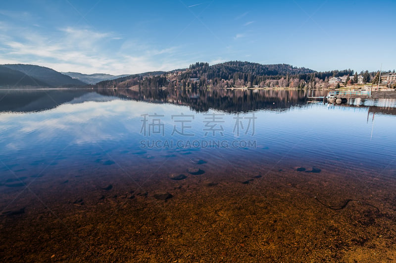 黑森林,德国,湖,蒂蒂湖,天空,美,水平画幅,无人