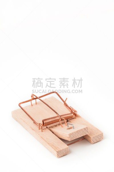 捕鼠器,垂直画幅,正面视角,留白,白色背景,鼠,陷阱,特写,金属丝,影棚拍摄