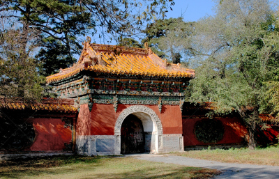 坟墓,大门,英制度量衡,过去,沈阳,清朝,辽宁省,屋檐,公园,水平画幅