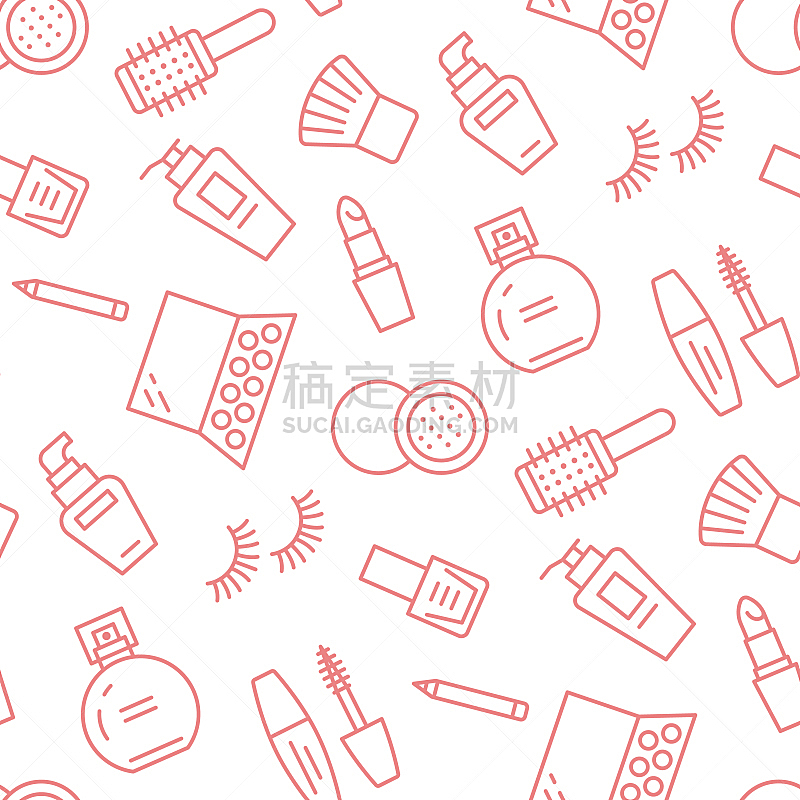 可爱的,睫毛膏,香水,四方连续纹样,绘画插图,指甲油,唇膏,平坦的,计算机图标,眼影