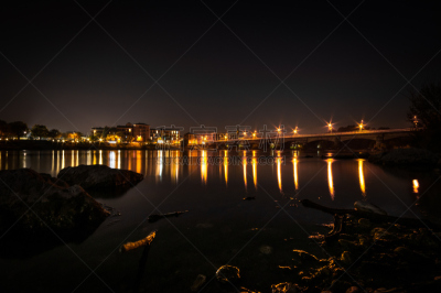 夜晚,桥,洛迪,水,天空,水平画幅,无人,户外,石材,远古的