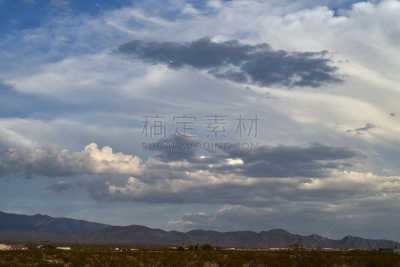 莫哈韦沙漠,美国,云,山脉,城镇,赫鲁普,内华达州,在上面,自然,天空