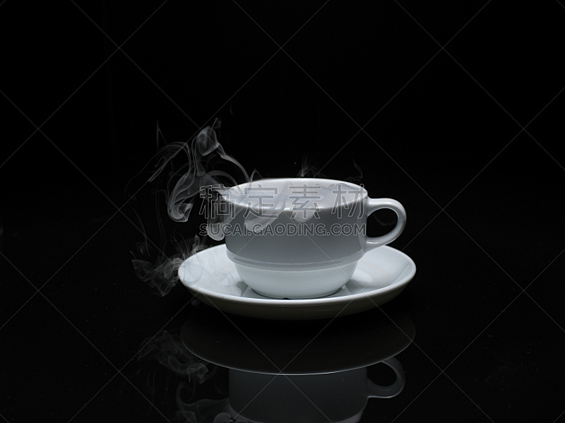 咖啡,黑色背景,白色,热,杯,吸烟问题,饮食,水平画幅,无人,热饮