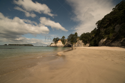 科罗曼德尔半岛,自然美,居住区,cathedral cove,水,水平画幅,沙子,半空中,夏天,户外