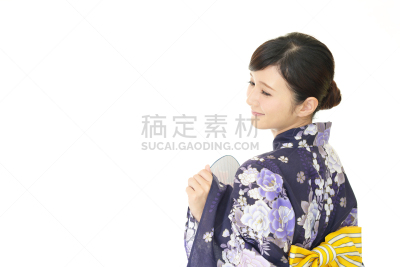 日本人,女人,七夕节,便装和服,和服,留白,半身像,健康,夏天,仅成年人