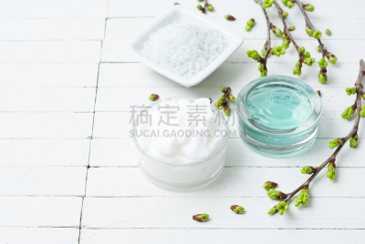 奶油,化妆用品,白色,木制,留白,水平画幅,无人,发胶,spa美容,抗痘护理露
