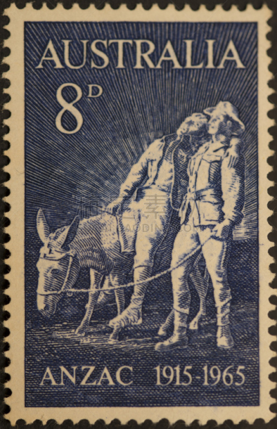 安萨桥,1965,格莱伯岛桥,加里波里半岛,1915,邮戳,穿孔的,垂直画幅,留白
