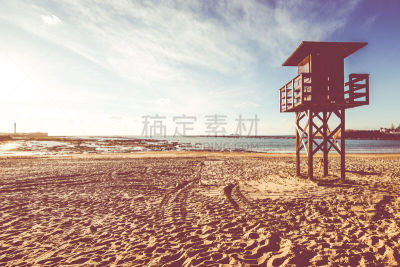 海滩救护队,救生员,沙子,海滩,塔,水,天空,休闲活动,水平画幅,夏天