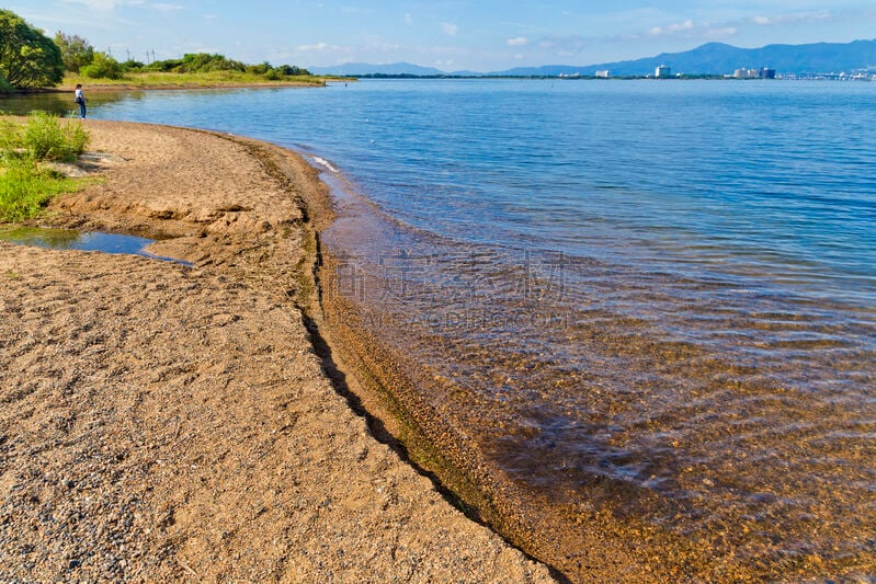 滋贺县,湖,琵琶湖,日本,垃圾,水,天空,水平画幅,无人,泥土