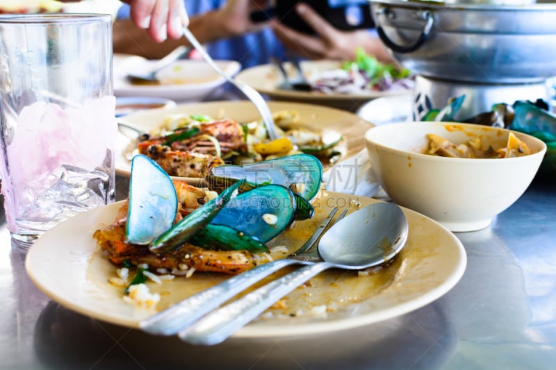 海产,盘子,撕破的,小虾花,黑胡椒子,水,水平画幅,膳食,西红柿,泰国