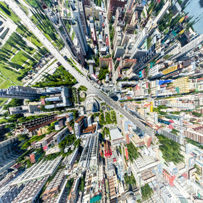 路,航拍视角,都市风景,建筑外部,房屋,天空,高视角,无人,蓝色,户外