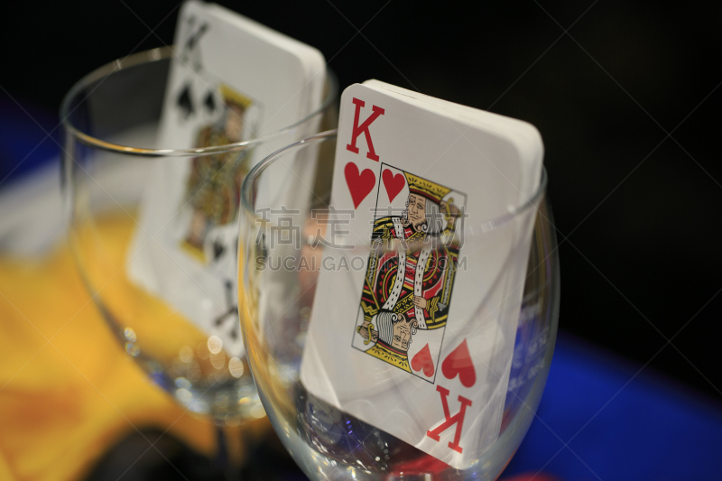 扑克,纸牌,杯,玻璃杯,进行中,室内,红桃,褐色,女王卡,芳香的