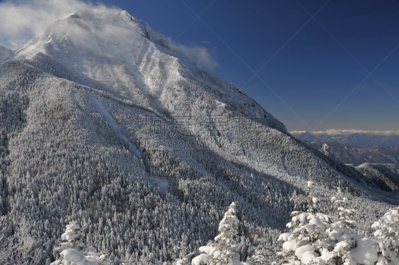 山,八岳山,自然,天空,水平画幅,巴岳山,雪,长野县,无人,蓝色