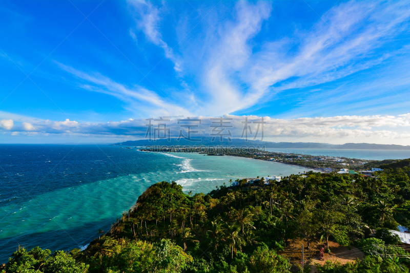 长滩岛,岛,风景,南他加禄区,天空,度假胜地,水平画幅,椰子,户外,海滩