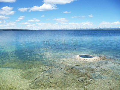 黄石湖,间歇泉,海洋热液喷口,黄石公园,水,美国西部,美国,水平画幅,无人,夏天