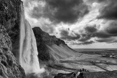 seljalandsfoss waterfall,冰岛国,水,水平画幅,瀑布,无人,户外,云景,著名自然景观,国际著名景点