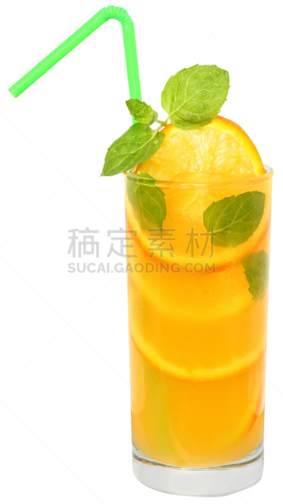 鸡尾酒,薄荷,橙汁,叶子,龙蒿,苏打水,绿薄荷,垂直画幅,水果,无人