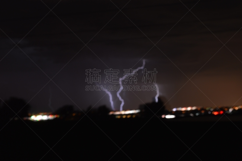 暴风雨,水平画幅,夜晚,无人,2015年,城市,闪电,摄影,照亮,树