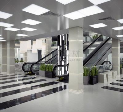 3D interior design of shopping center