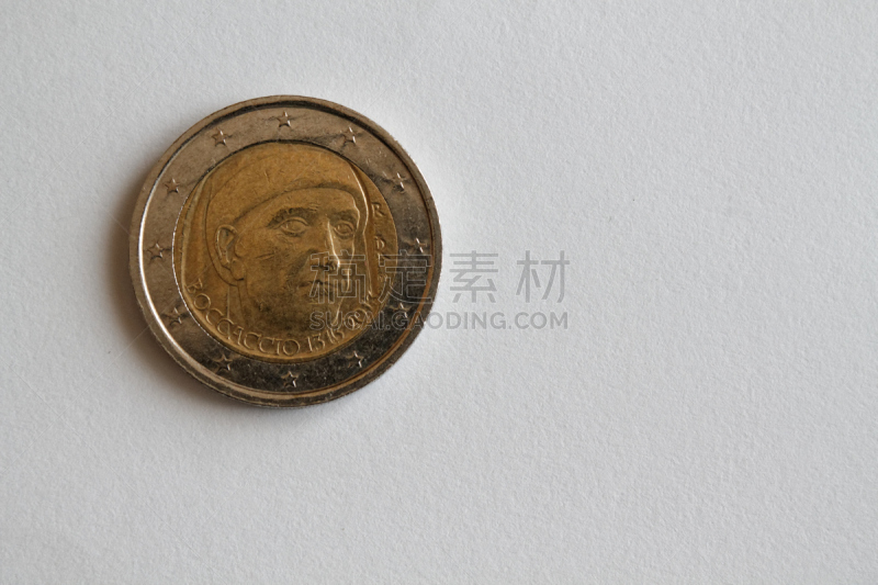 欧元符号,分离着色,巷,撒谎者,数字2,侧面视角,白色背景,1欧元分币,一寸光阴一寸金,行窃团伙
