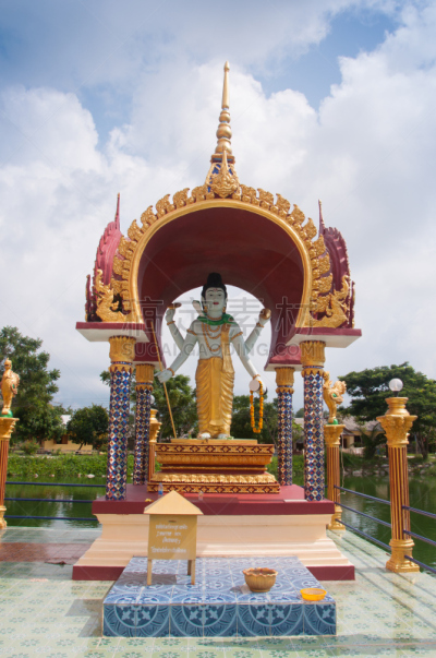 苏梅岛,僧院,千手观音寺庙,佛,神殿,垂直画幅,水,天空,灵性,古老的