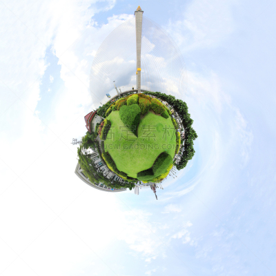 公园,全景,文凭,球体,泰国,草,小的,杆,地球形,行星