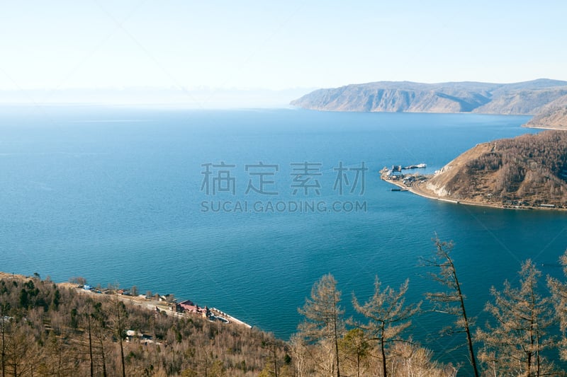 贝加尔湖,山,海岸线,李斯特扬卡,伊尔库茨克,水,天空,客船,水平画幅,无人