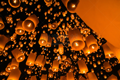 易鹏,灯笼,半空中,泰国,传统节日,焰火,中国灯笼,纸灯笼,元宵节,天空