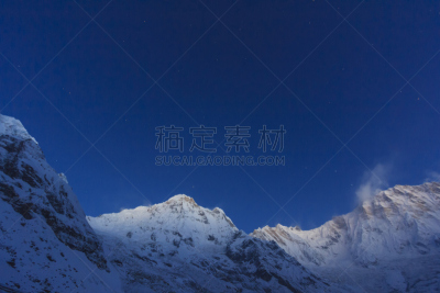 天空,雪,喜马拉雅山脉,山,星星,尼泊尔,蓝色,大本营,勒马前行,安娜普娜山脉群峰
