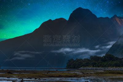 峡湾国家陆地,米佛峡湾,新西兰,银河系,峡湾,新西兰海熊,南极光,极光,新西兰北岛,天空