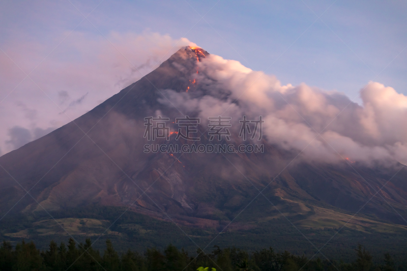 阿尔拜省,菲律宾,马尔地马荣火山,黎牙实比市,水平画幅,熔岩,火山,亚洲,著名景点